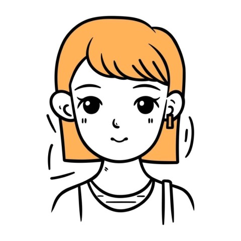 cute little girl with short hair. vector illustration in doodle