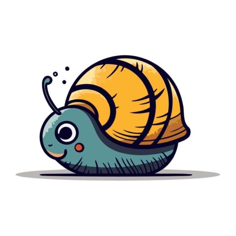 Cute cartoon snail. Vector illustration isolated on a white back