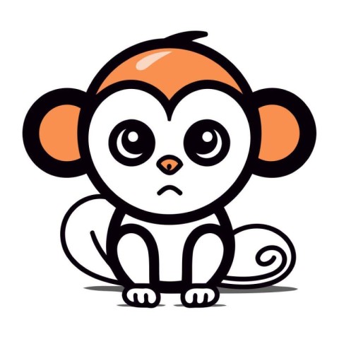 Monkey Cartoon Mascot Character Vector Illustration. Cute Animal