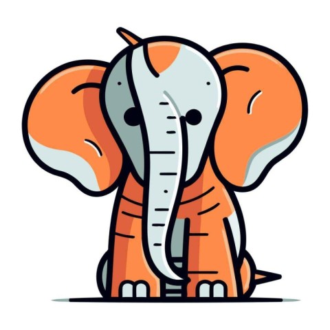 Cute cartoon elephant. Vector illustration isolated on a white b