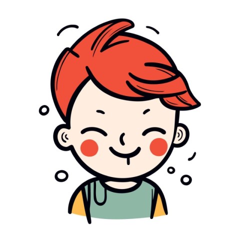 Vector illustration of a cute little boy with red hair and blue