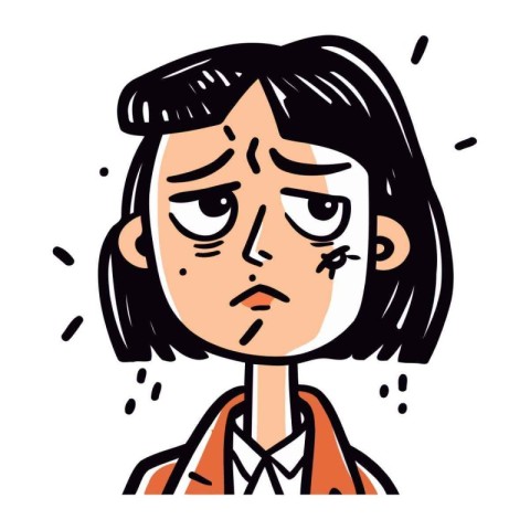 Sick woman with sore throat. Vector illustration in cartoon styl