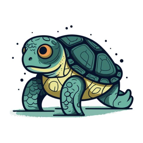 Vector illustration of a cute cartoon turtle on a white backgrou