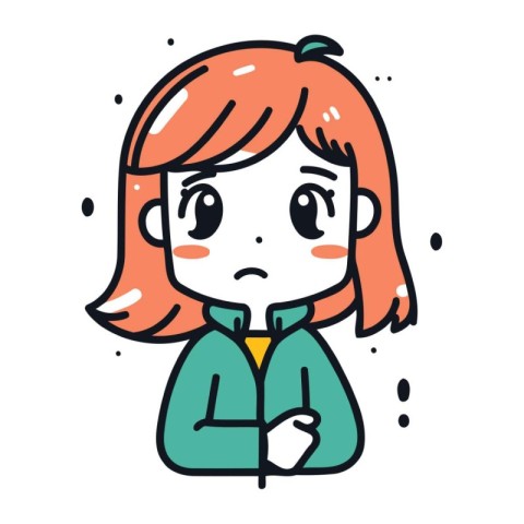 Illustration of a Cute Girl Crying Out Loudly Vector