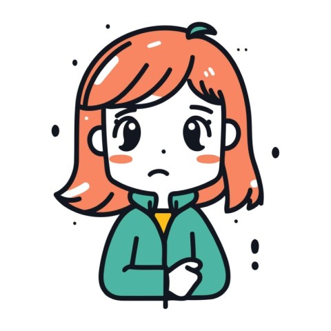 Illustration of a Cute Girl Crying Out Loudly Vector