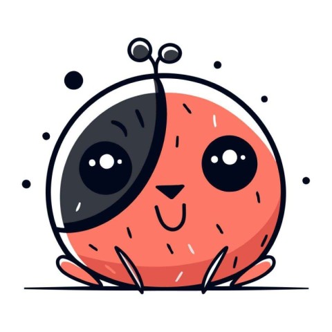 Cute ladybug. Hand drawn vector illustration in cartoon style.