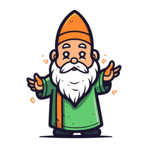 Cartoon vector illustration of a bearded man in the traditional