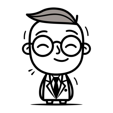 Cartoon businessman with glasses. Vector illustration of busines