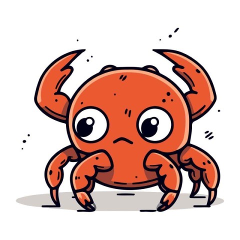 Cute cartoon crab. Vector illustration. Isolated on white backgr