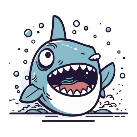 Funny shark cartoon vector illustration. Cute cartoon shark icon