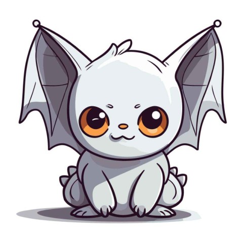 Cute cartoon bat. Vector illustration isolated on a white backgr