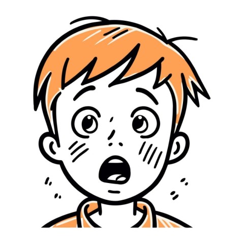 Cute boy with surprised expression. Vector illustration in doodl