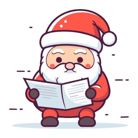 Santa Claus reading a newspaper. Christmas and New Year vector i