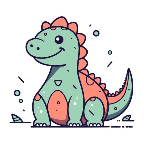 Cute cartoon dinosaur. Vector illustration in flat style. Isolat