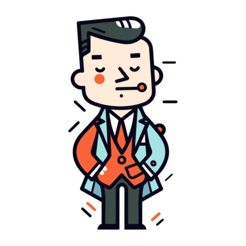 Cartoon character of a man in a suit. Vector illustration.