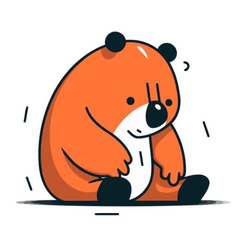 Cute cartoon beaver sitting on the ground. Vector illustration.