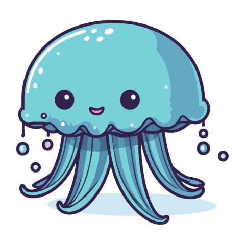 cute cartoon jellyfish on white background vector illustration g