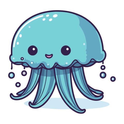 cute cartoon jellyfish on white background vector illustration g