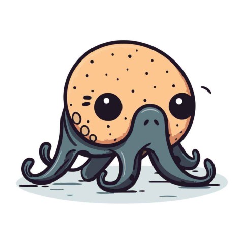 Cute octopus cartoon character. Vector illustration on white bac