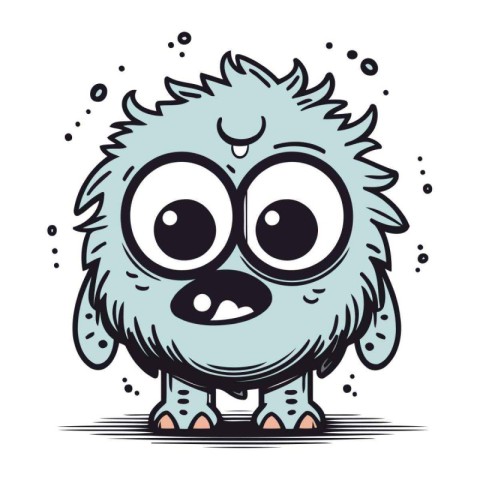 Cute cartoon hedgehog with big eyes. Vector illustration isolate