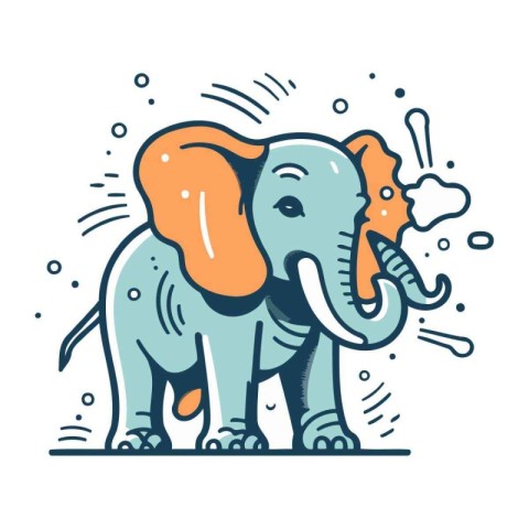 Elephant vector illustration. Cute hand drawn cartoon elephant i