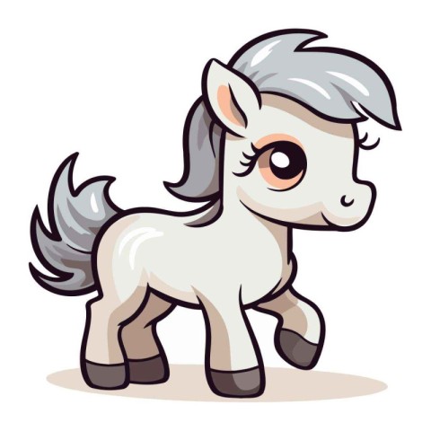 Cute cartoon pony. Vector illustration isolated on a white backg