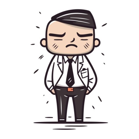 Sad Businessman Cartoon Character Vector Illustration. Isolated