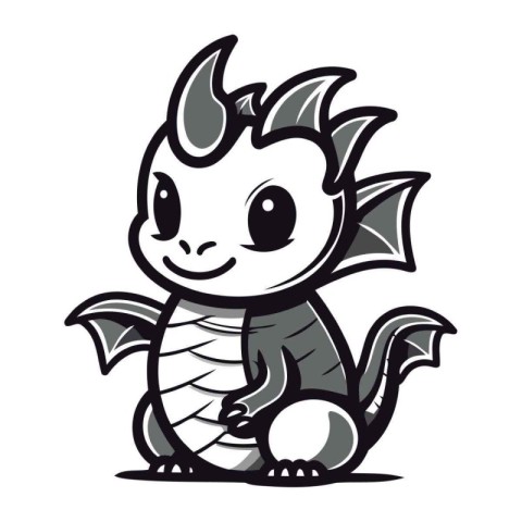 Cute cartoon dragon. Vector illustration isolated on a white bac