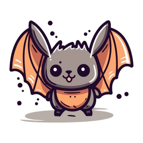 Cute cartoon bat. Vector illustration. Isolated on white backgro