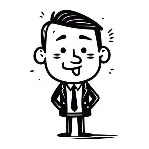 Vector illustration of happy businessman cartoon character. Hand