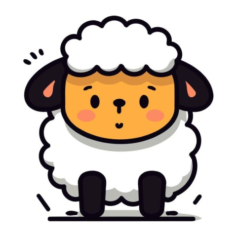 Cute sheep cartoon character. Vector illustration of a funny she