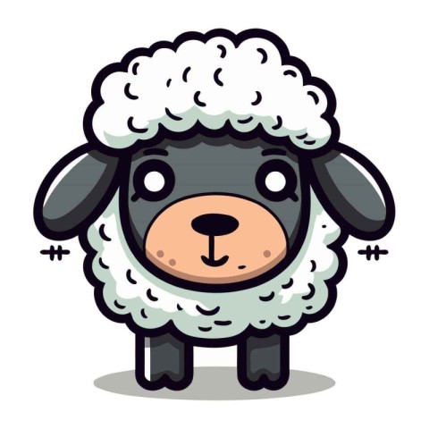 Sheep character cartoon animal vector illustration. Cute sheep m