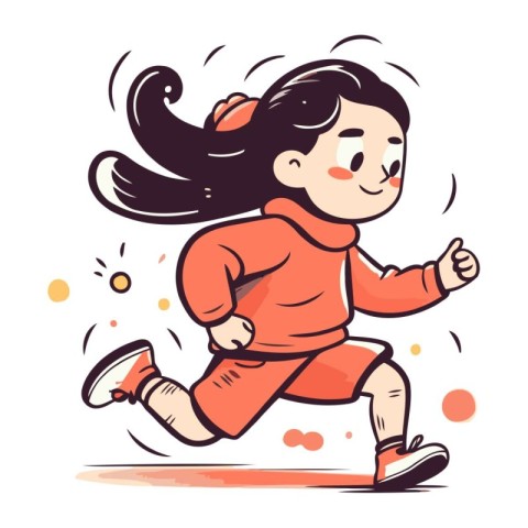 Vector illustration of a little girl in a sportswear running.