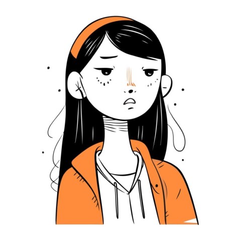 Vector illustration of a teenage girl with a sore throat. The gi