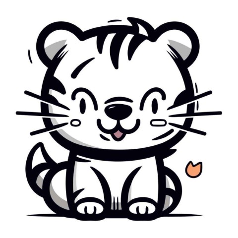 Cute cartoon tiger isolated on a white background. Vector illust