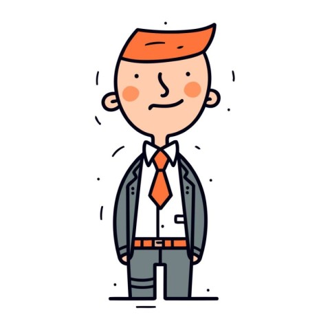 Cute businessman cartoon character. Vector illustration in doodl