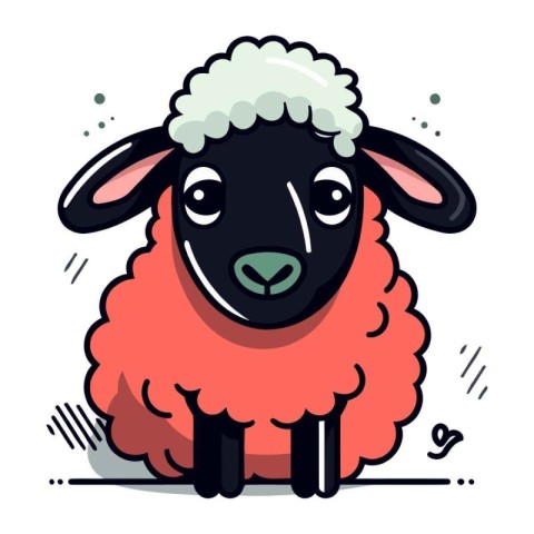 Vector illustration of a cute cartoon sheep. Isolated on white b