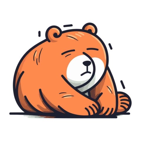 Cute cartoon bear sleeping. Vector illustration. Isolated on whi