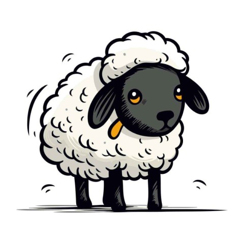 Cute cartoon sheep. Vector illustration isolated on a white back