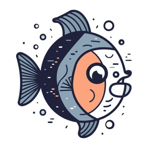 Cute cartoon fish. Vector illustration in doodle style.