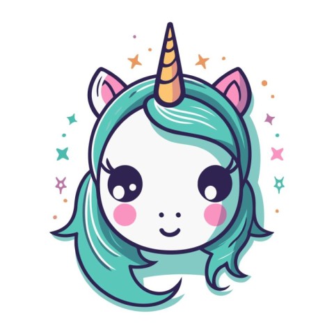 Cute little unicorn. Vector illustration. Isolated on white back