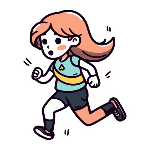 Running woman. Cartoon illustration of running woman vector icon