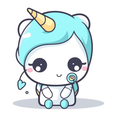 Cute unicorn character design. Cute and tender. Vector illustrat