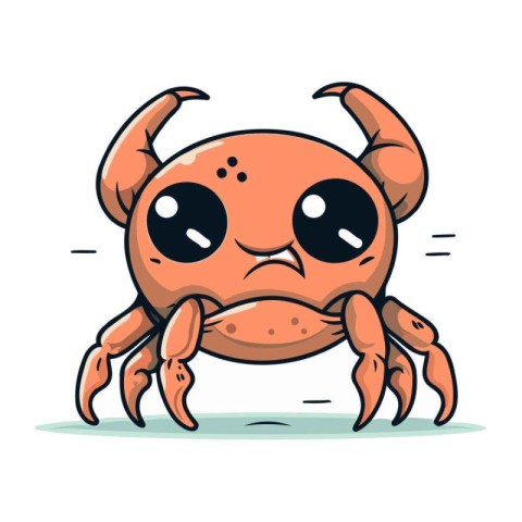 Crab cartoon character. Vector illustration of a cute little cra