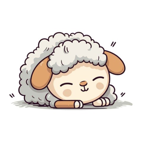 Sheep cartoon character. Vector illustration of a cute little sh