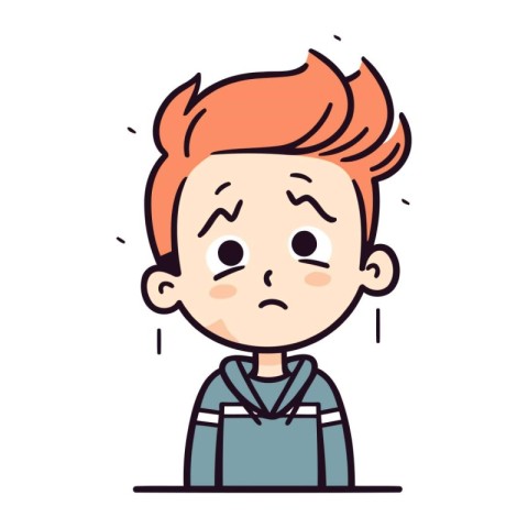 Cute boy feeling sad. Vector illustration in a flat style.