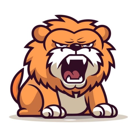 Angry Lion Cartoon Mascot Character. Vector Illustration.