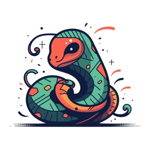 Cute snake. Vector illustration. Isolated on white background.