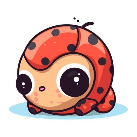 Cute cartoon ladybug isolated on white background. Vector illust