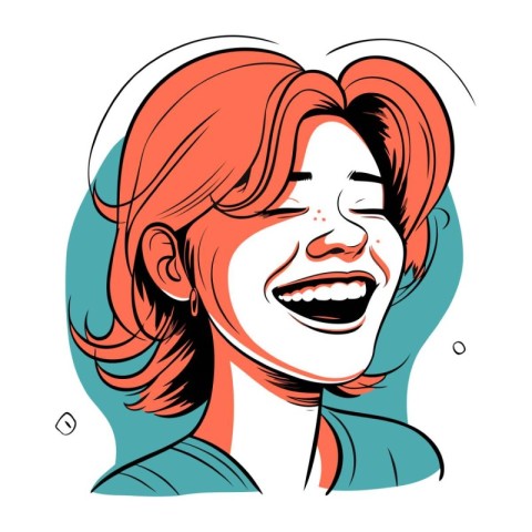 Vector illustration of a young woman with closed eyes and a smil